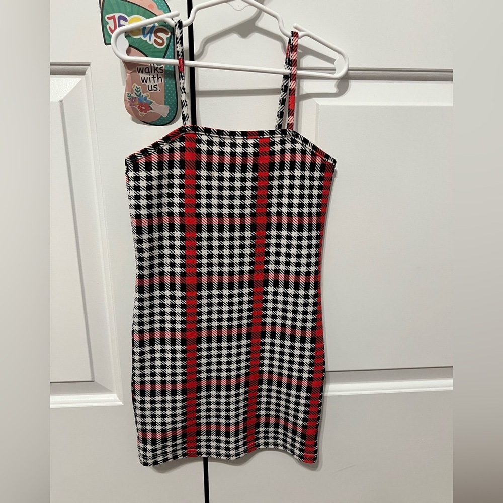 Stylish Red and Black Plaid Dress